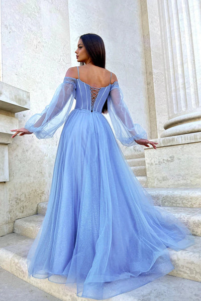 Tina Holly TK130 Wedding Prom Ball A-Line Off-Shoulder Mesh Dress