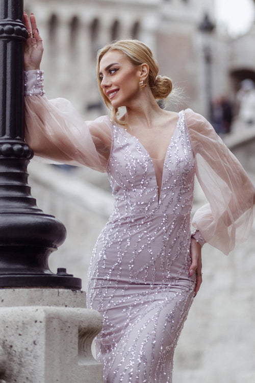 Tina Holly TK209 Wedding Prom Mermaid Beaded Evening Lace Dress