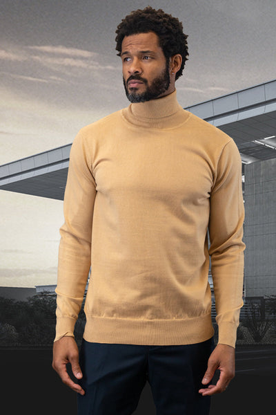 Men's Wool & Cashmere Camel Sweater by Statement Suits