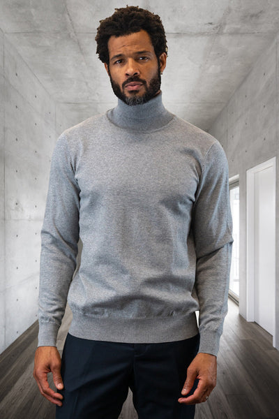 Men's Grey Wool & Cashmere Dress Sweater