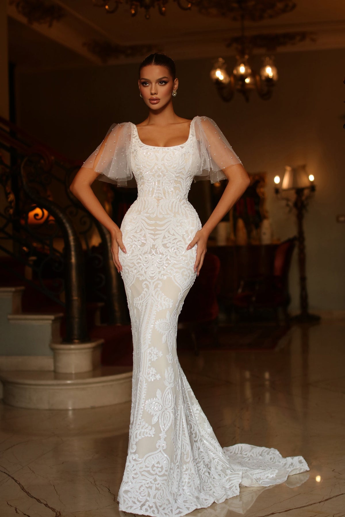 Tina Holly TW111 Wedding Mermaid Evening Sequin Mesh Dress