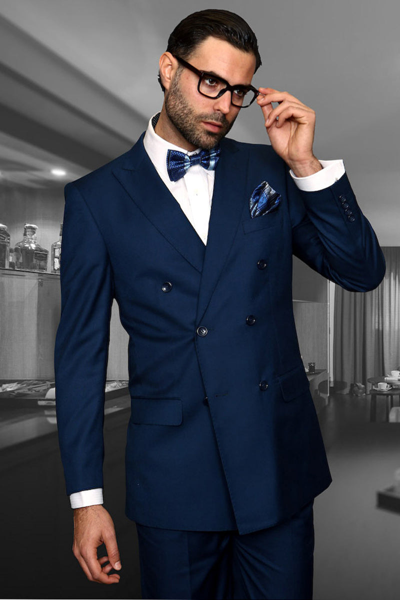 Men’s Sapphire Blue Wool Double Breasted Suit