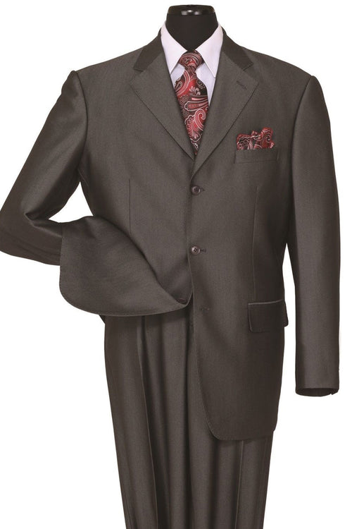 Mens Classic Fit 3 Button Shiny Sharkskin Suit in Black by Fortino Landi