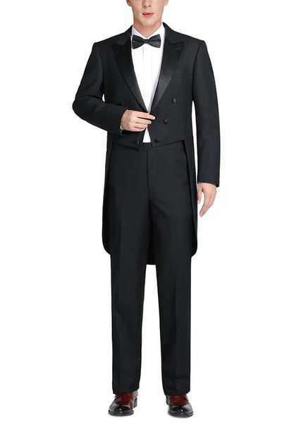 Black Prom Suit - Mens Classic Full Dress Tail Tuxedo Black Tuxedo by PROMTUXEDO