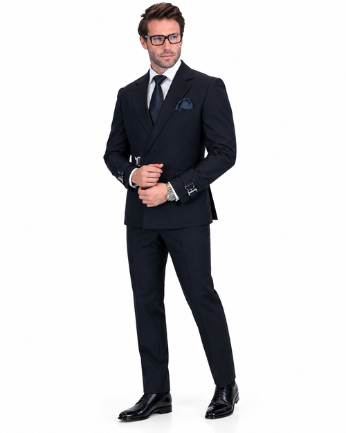 Men’s 2 Piece Modern Fit Buckle Suit - Black