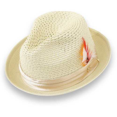 Castor Crushable Straw Hat Fedora in Tan by Ferrecci USA