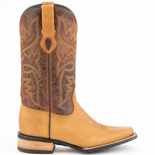 Ferinni Boot - Mens Dress Cowboy Boot -Ferrini Men's Kingston Rubber Sole Square Toe Boots Handcrafted - Tan in Tan