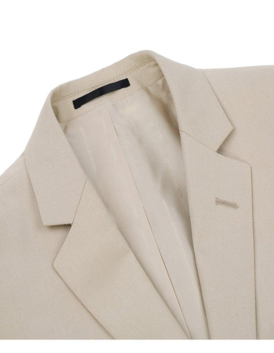 Mens Basic Two Button Classic Fit Optional Vest Light Tan Beige Suit