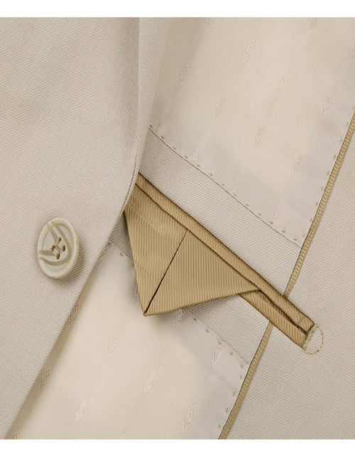Mens Basic Two Button Classic Fit Optional Vest Light Tan Beige Suit