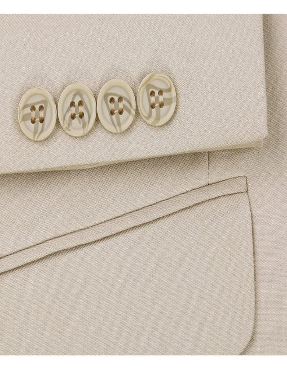 Mens Basic Two Button Classic Fit Optional Vest Light Tan Beige Suit