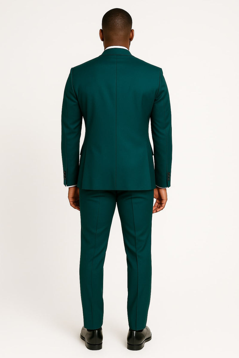 Teal Green Tuxedo Suit for Men – Satin Shawl Lapel Prom and Wedding Suit