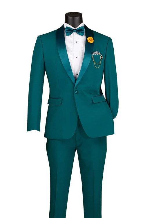 Teal 1-Button Shawl Tuxedo