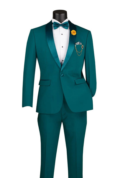 Teal 1-Button Shawl Tuxedo
