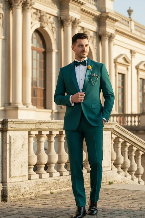 Teal 1-Button Shawl Tuxedo