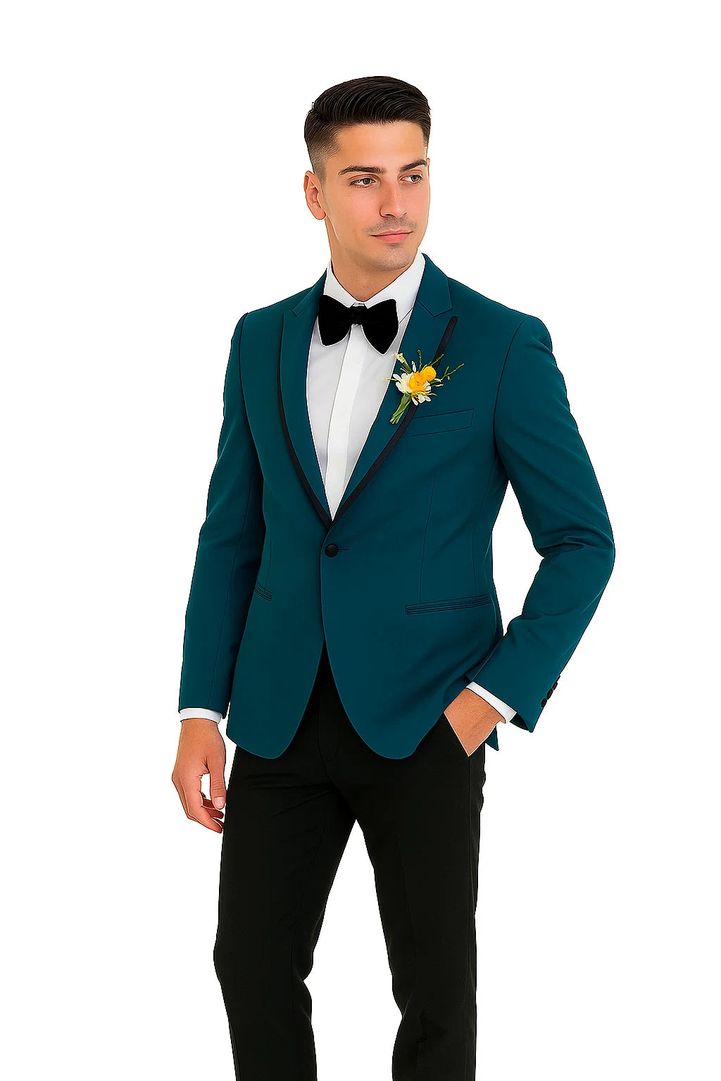 Teal prom tuxedo