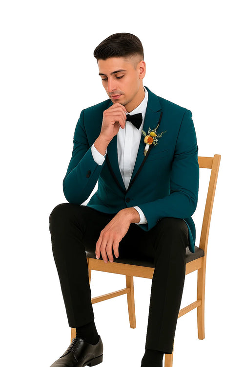 Teal prom tuxedo