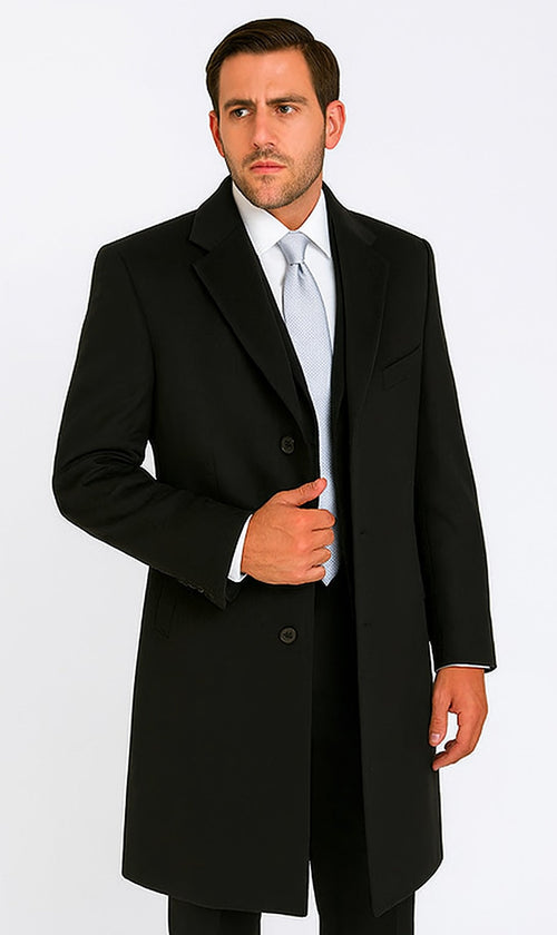 Three Quarters Length Men's Dress Coat 3/4 Length Men's Car Coat In Feel Charcoal Men's Overcoat by USA Men's Outlet