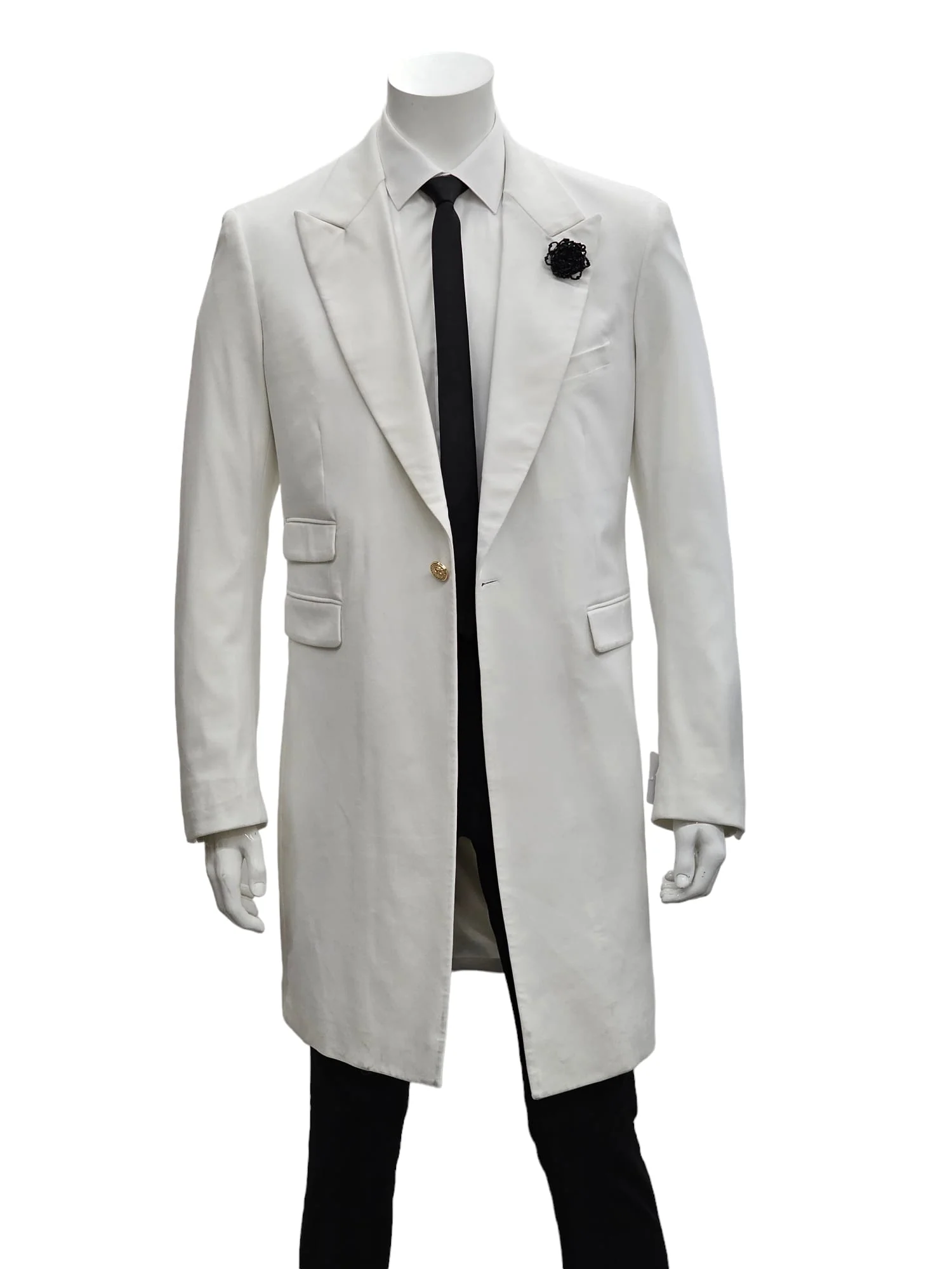 Mens White Velvet Victorian Tailcoat Tuxedo – Three Quarter Length Cutaway Stage And Wedding Jacket – SuitUSA