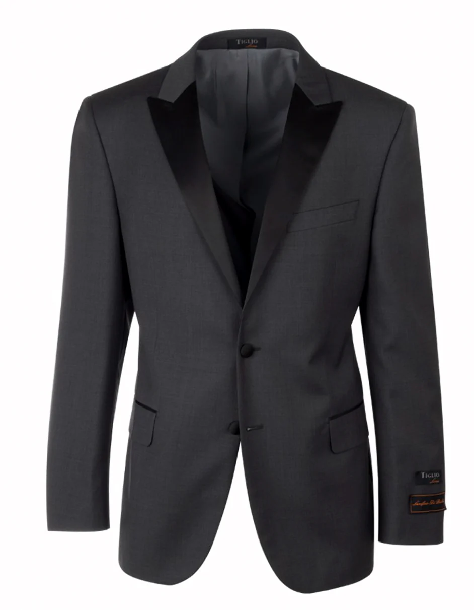 Designer Gray Prom Tuxedo - Grey Wedding Peak Tuxedo Suit