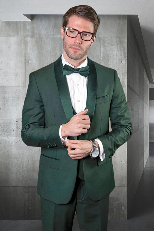 Men's Hunter Green Wool Tuxedo by Statement Suits