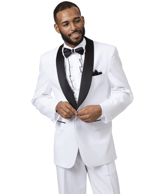 White Prom Suit - White Prom Tuxedo Suits - White Wedding Microfiber Tuxedo