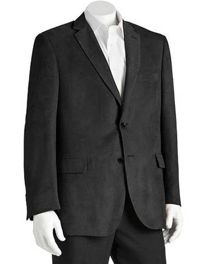 Microsuede Men's Black Classic Fit 2 Button Polyester Double Vent Blazer mensusa