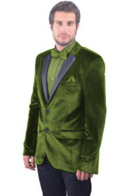 Men's 2 Button Olive Green Satin Cheap Priced Designer Fashion Dress Casual Blazer On Sale Velvet Blazer