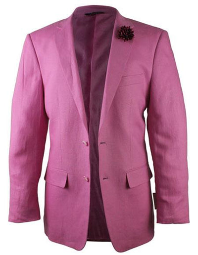 Alberto Nardoni Brand Fuchsia Pink Two Button Linen Fashionable Blazer for men coming in 90 days mensusain