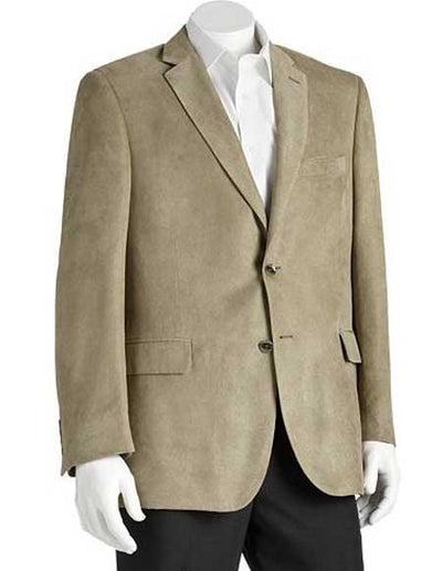 Microsuede Men's 2 Button Sage Polyester Double Vent Classic Fit Blazer mensusa