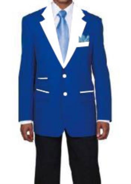 Men's 2 Buttons Royal Blue and White Lapel Tuxedo Dress Suits for Men Cheap Priced Designer Fashion Dress Casual Blazer For Men On Sale Blazer – SuitUSA