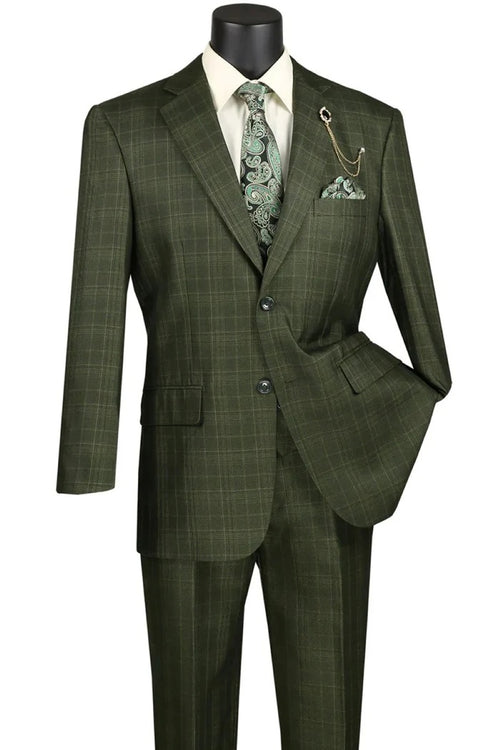 Mens Glen Plaid 3-Piece Suit – Classic Regular Fit Design