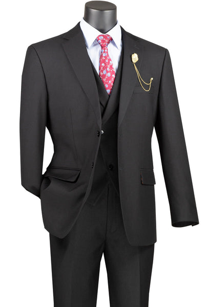 Mens Black Modern Fit Suit with Double Breasted Vest