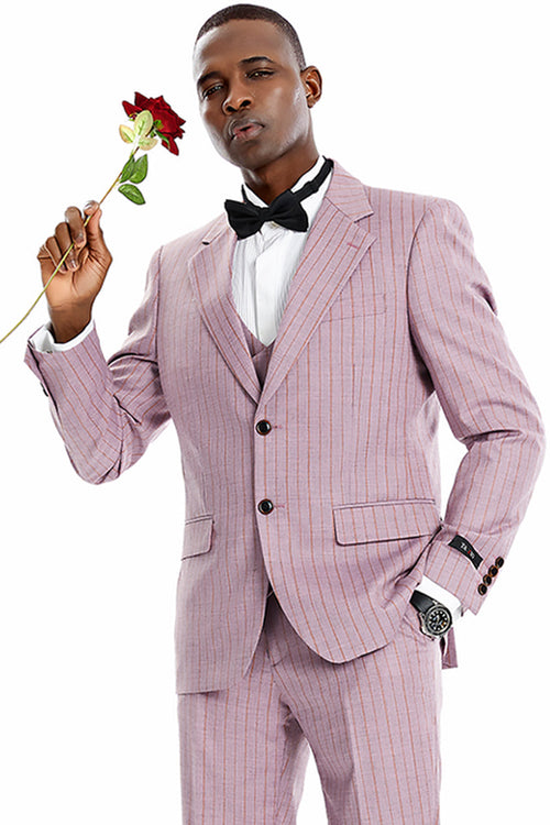 Vintage Dusty Rose Pink Pinstripe Suit for Men