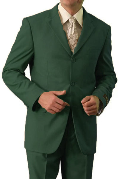 Apollo King "Classic Fit Men's Three Button Poplin Suit - Olive Green"