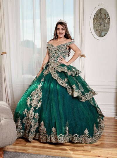 Applique Off-Shoulder Quinceanera Dress Layered Embroidered Ball Gown by Calla WB-20525