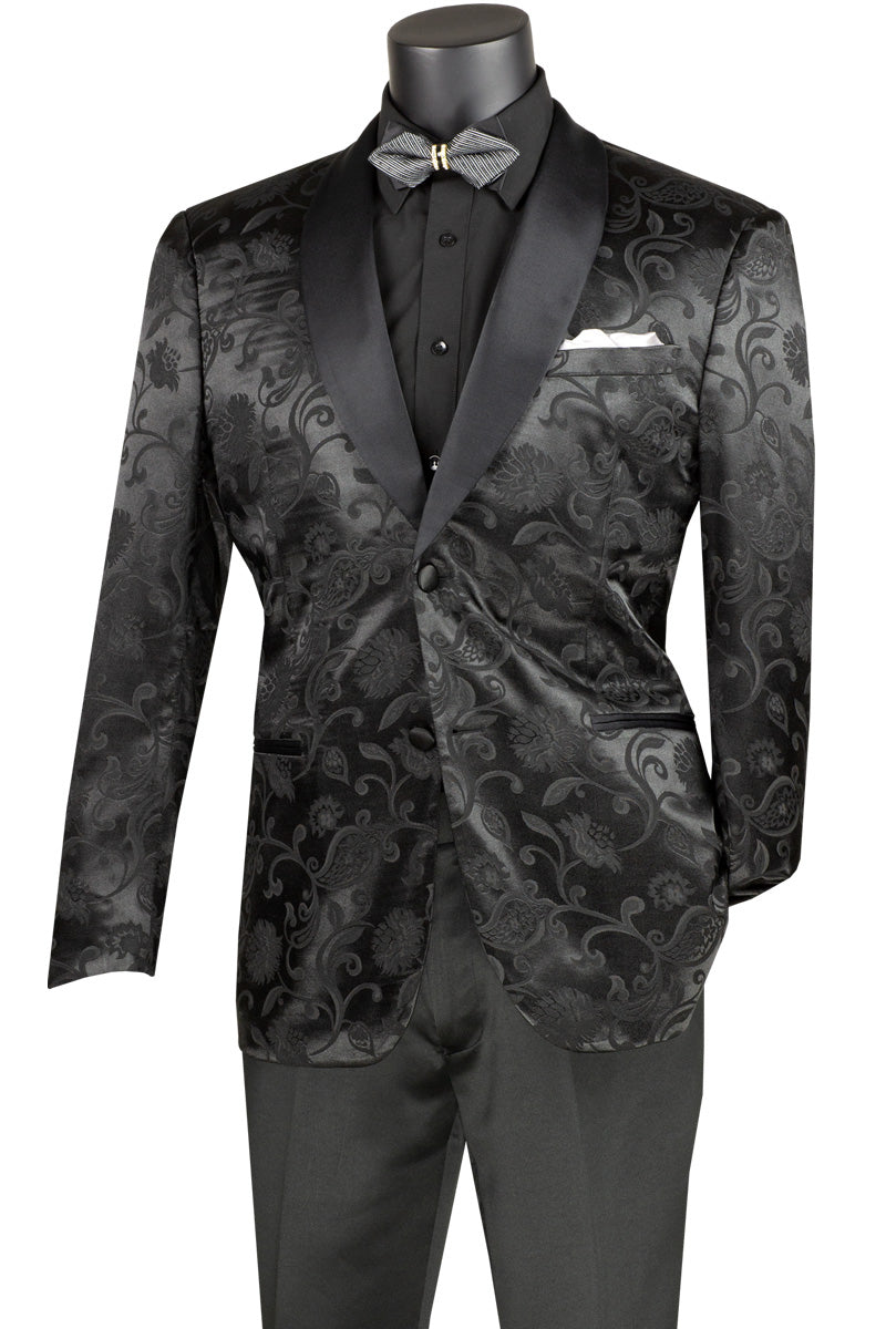 Men's Slim Fit Jacquard Prom Blazer in Black – SuitUSA