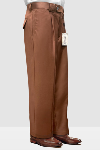 Men's Copper Wool Pleated Wide Leg Pants by Statement Suits