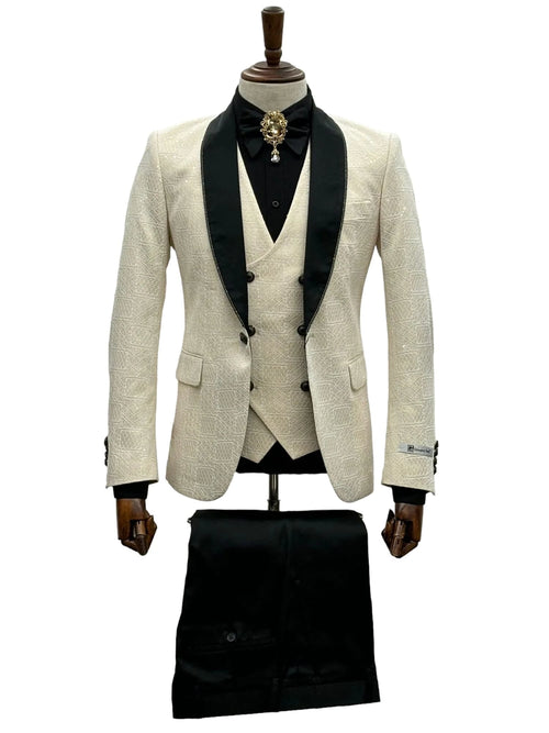 Ivory Tuxedo - Cream Wedding Suit - Off White Groom Suit by PROMTUXEDO