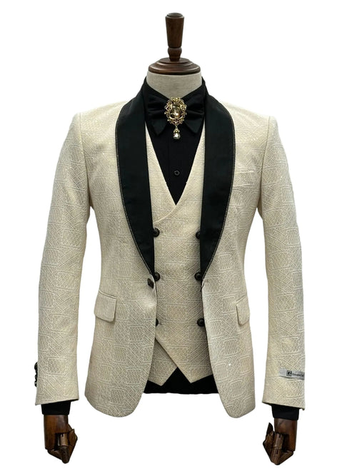 Ivory Tuxedo - Cream Wedding Suit - Off White Groom Suit by PROMTUXEDO