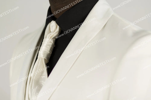 Ivory Tuxedo - Cream Wedding Suit - Off White Groom 2 Button Lapel Suit by PROMTUXEDO