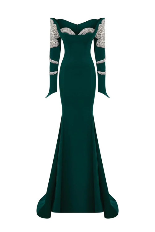 Fouad Sarkis 2858 Strapless Mermaid Gown with Tassel Embellishments