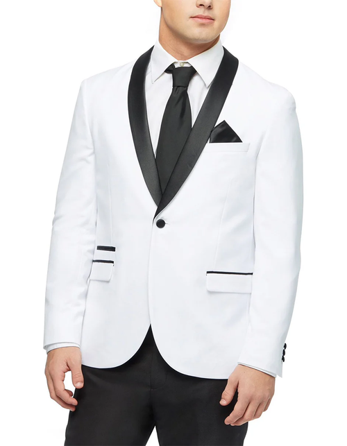 White Prom Suit - White Prom Tuxedo Suits - White Wedding 1 Button Tuxedo