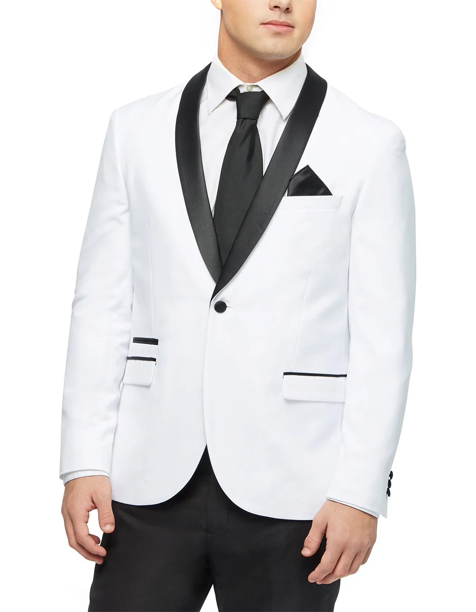 White Prom Suit - White Prom Tuxedo Suits - White Wedding 1 Button Tuxedo