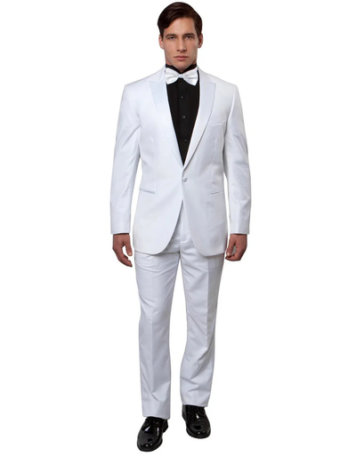 White Prom Suit - White Prom Tuxedo - White Wedding Fit Wool Peak Tuxedo