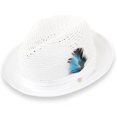 Castor Crushable Straw Hat Fedora in White by Ferrecci USA