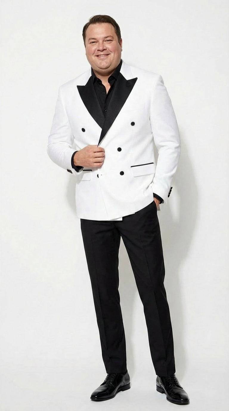White Double Breasted Blazer Tuxedo Dinner Jacket