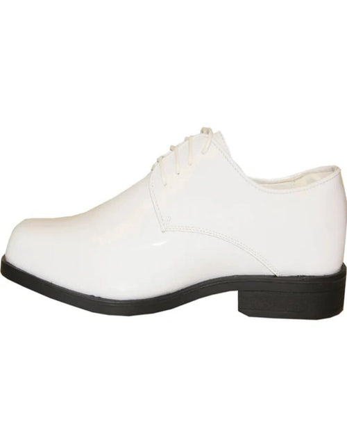 White Prom Shoes - Mens Classic Plain Square Toe Shiny Patent White Dress Shoe