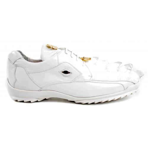 Vasco White Genuine Hornback Crocodile Soft Calf Casual Sneakers with Eyes by Belvedere Shoes – SuitUSA