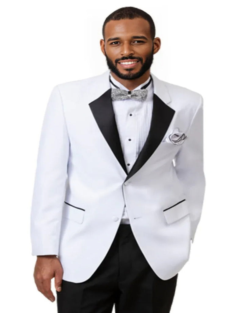 Cheap Tuxedos - Affordable Prom Suit - Mens Two Button Notch Lapel White and Black Tuxedo