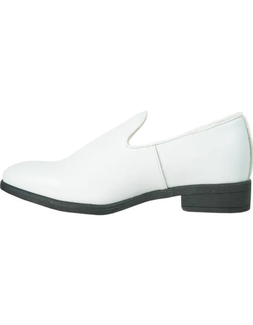 White Prom Shoes - Mens Classic Plain Toe Slip on Loafer White Dress Shoe